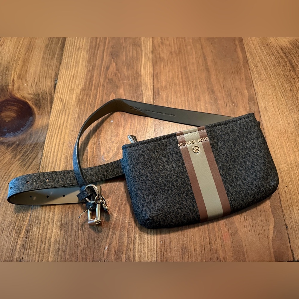 Michael Kors Brown and Tan Monogram Belt Bag